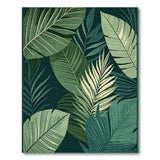 Green Coastal Beach Lush Green Palm Leaf Area Rug