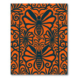 Vibrant Orange Bee Floral Silhouette Rug