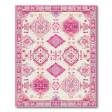 Vibrant Pink Persian Geometric Area Rug