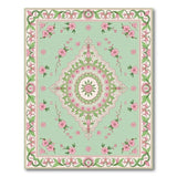 Mint Green Pink Floral Persian Area Rug
