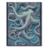 Blue and Teal Entwined Octopus Blue Teal Area Rug