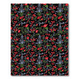 Festive Red Berry Fir Tree Black Area Rug
