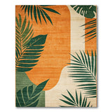 Bold Orange Palm Leaf Area Rug