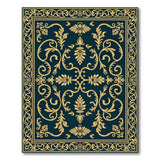 Elegant Navy Blue Gold Ornate Area Rug