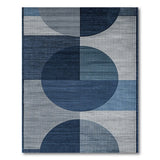 Modern Blue Overlapping Circles Geometric Rug