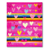 Vibrant Multi-Color Hearts Pink Area Rug