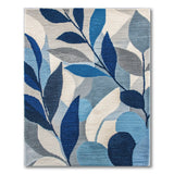 Blue Teal Abstract Leaf Area Rug