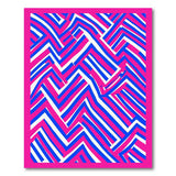 Vibrant Pink Blue Zigzag Geometric Area Rug