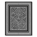 Black White Interlocking Geometric Modern Area Rug