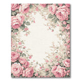 Vintage Pink Roses Floral Border Rug