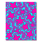 Vibrant Pink Stars Teal Wavy Area Rug
