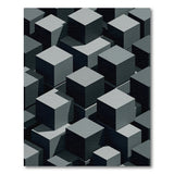 Grey 3D Geometric Cube Area Rug