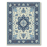 Navy Blue Ivory Persian Medallion Area Rug