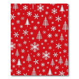 Geometric Modern Festive Red Christmas Trees Snowflakes Area Rug