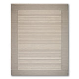 Beige Neutral Striped Area Rug with Gray Border