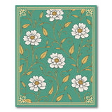 Vintage Teal Daisy Floral Area Rug with Gold Accents