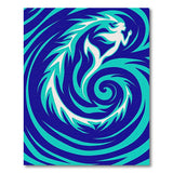 Mermaid Swirl Waves Blue Teal Area Rug