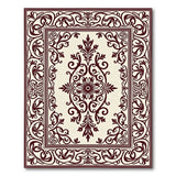 Ornate Cream Maroon Floral Medallion Rug