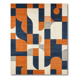 Washable Modern Geometric Color Block Area Rug - Navy & Orange
