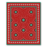 Red Traditional Persian Area Rug with Teal Florals