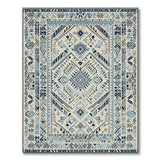 Blue and Teal Blue Heritage Tribal Geometric Area Rug