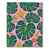 Multi-color and Patterns Vibrant Pink Monstera Leaf Area Rug