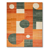 Orange Geometric Modern Vibrant Orange Geometric Abstract Area Rug