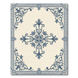 Elegant Blue Floral Border Area Rug