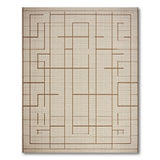 Beige and Neutral Geometric Modern Beige Geometric Maze Area Rug