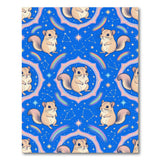 Whimsical Squirrel Rainbow Blue Kids Area Rug