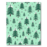 Snowy Christmas Trees Mint Green Area Rug