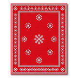Festive Red Snowflake Area Rug with Ornate Border
