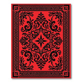 Elegant Red Damask Area Rug with Black Ornate Florals
