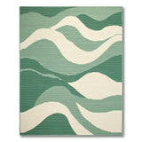 Green Layered Green Wave Abstract Area Rug