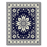 Navy Ivory Starburst Floral Medallion Rug