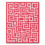 Red Greek Key Geometric Area Rug