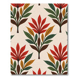 Vibrant Red Leaf Floral Area Rug