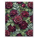 Red Vintage Burgundy Rose Floral Area Rug
