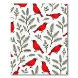 Red Cardinal Birds Pine Branches Pattern Rug