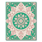 Emerald Green Blush Pink Persian Medallion Rug
