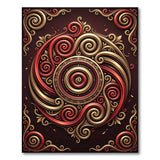 Opulent Red Gold Swirl Medallion Area Rug