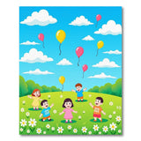 Kids Cartoon Park Play with Balloons Rug