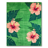 Vibrant Green Hibiscus and Monstera Leaf Area Rug