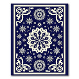 Navy Blue Snowflake Mandala Papercut Rug