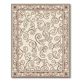 Cream Floral Scroll Rug with Ornate Vine Border