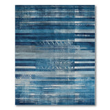 Distressed Blue Teal Tribal Striped Area Rug