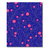Pink Floral on Navy Blue Vintage Area Rug