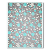 Teal Floral Grey Area Rug