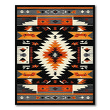 Bold Southwestern Geometric Area Rug Black Orange White