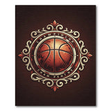 Ornate Vintage Basketball Champion Area Rug